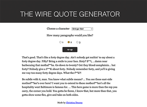 The Wire Ipsum quote generator website
