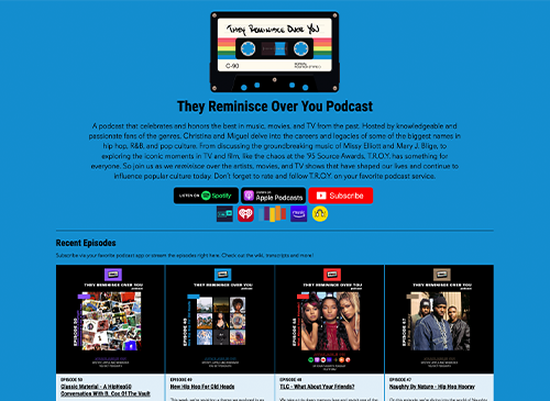 The TROY podcast website homepage